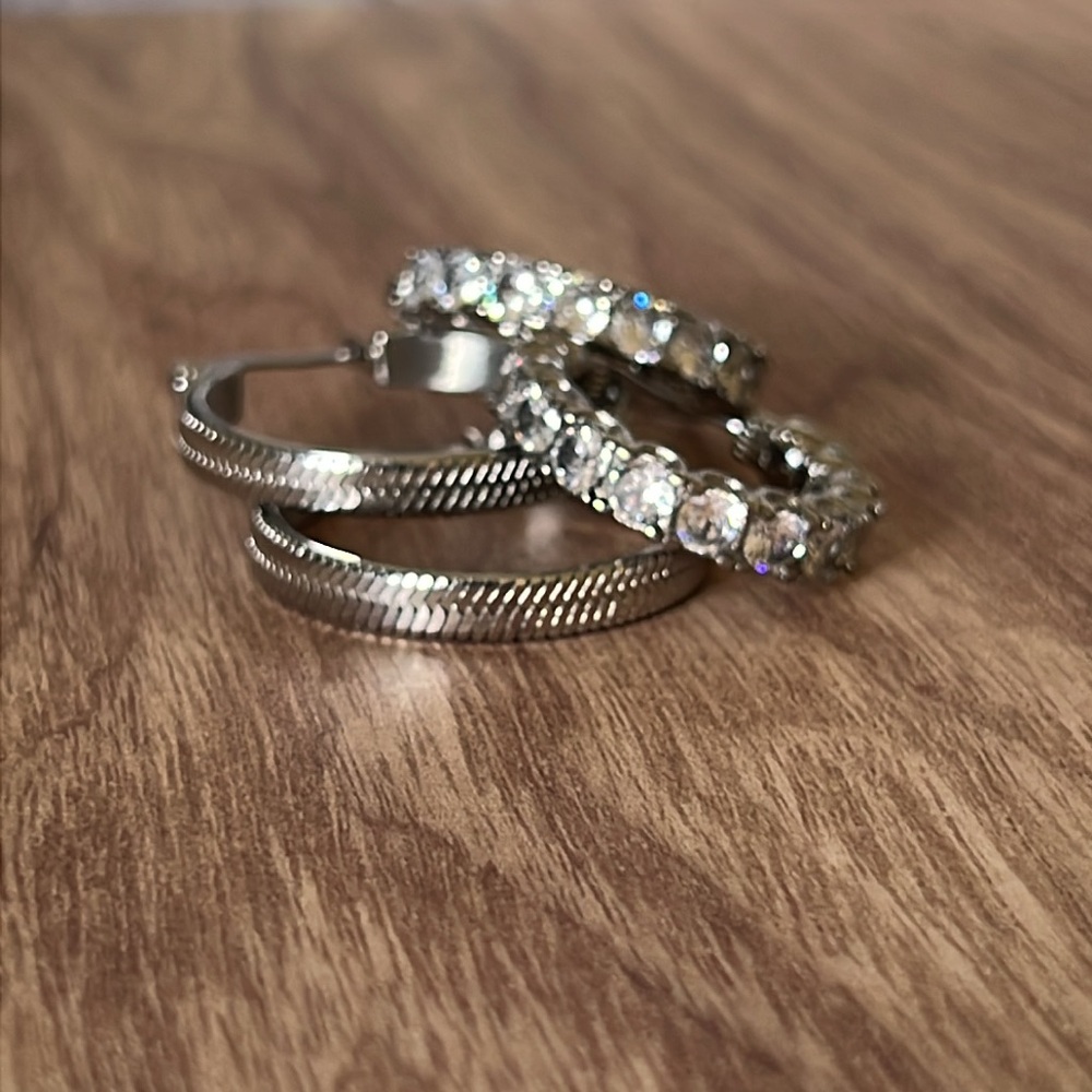 Elegant Silver & CZ Hoop Earrings